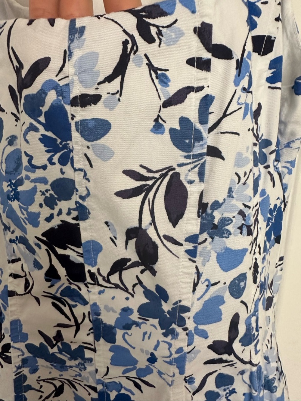 Free Assembly 100% Cotton Floral Midi Dress with Pockets Blue White - Picture 8 of 8